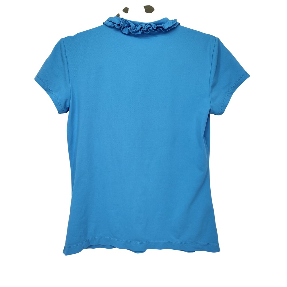 Lilly Pulitzer Luxletic Blue Ruffle Golf UPF 50+ Polo V-Neck Cap Sleeve Women S - Picture 8 of 8